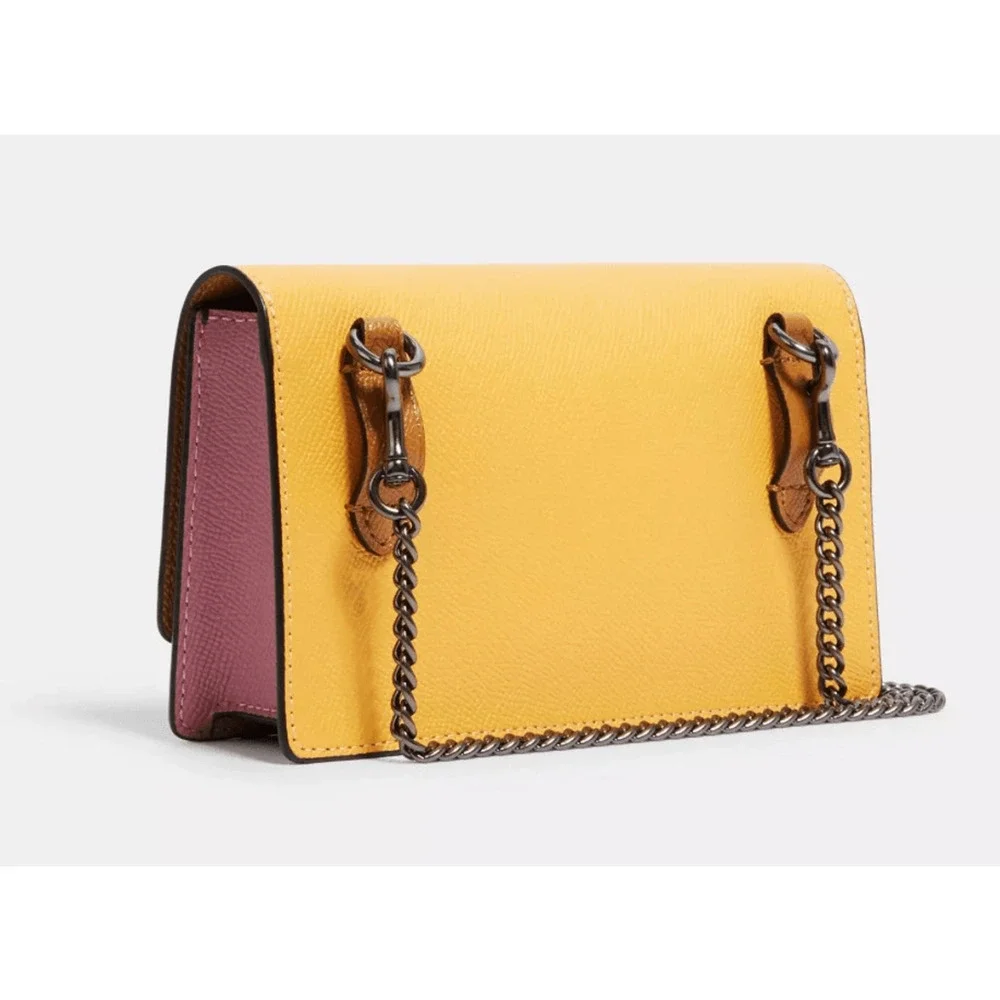 Coach Convertible Belt Bag Yellow Color block Leather Handbag